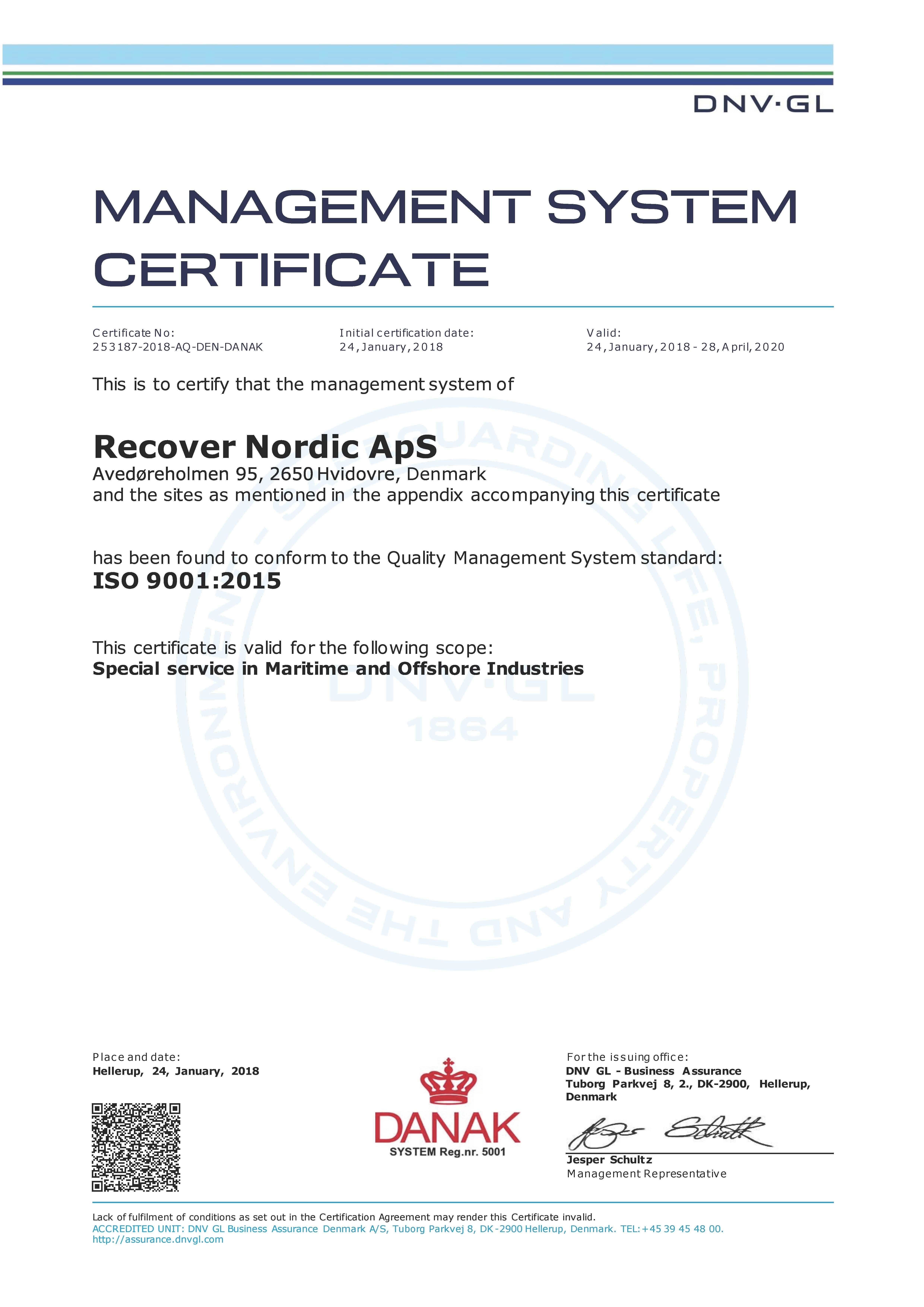 Recover Nordic ApS has received